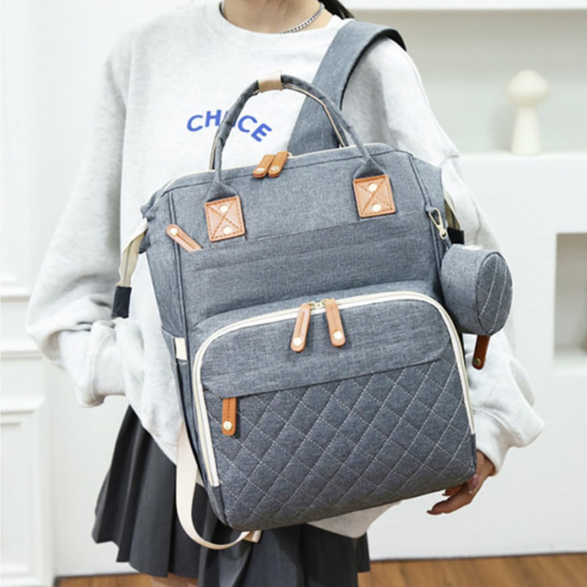 SNOWIE SOFT Stylish Nylon Diaper Backpack - Large Capacity, Multi-Pocket Maternity Bag with Wet-Dry Compartment, Stroller Straps & USB Port Durable Travel & Daily-Use Baby Bag for Indian Parents SNOWIE SOFT Stylish Nylon Diaper Backpack - Large Capacity, Multi-Pocket Maternity Bag with Wet-Dry Compartment, Stroller Straps & USB Port Durable Travel & Daily-Use Baby Bag for Indian Parents
